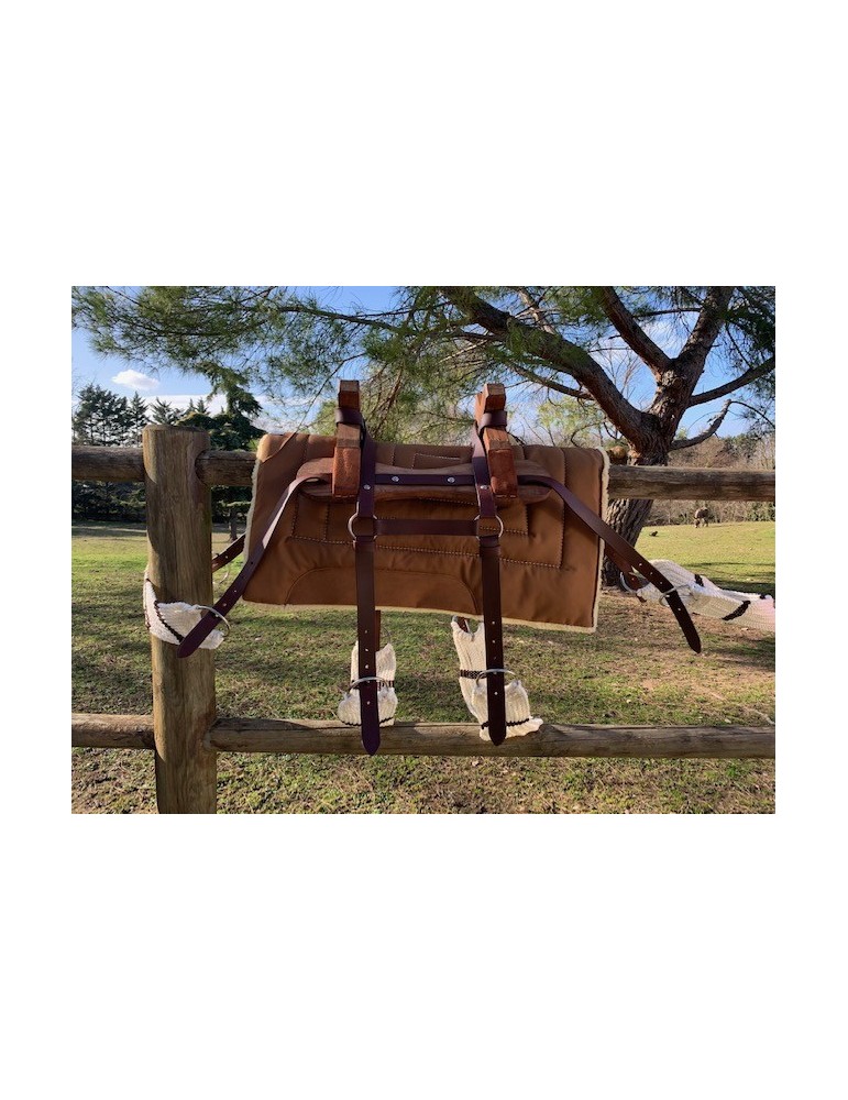 Bât pour âne, avec 4 sangles à brins. Plus ponté de fixation croupière