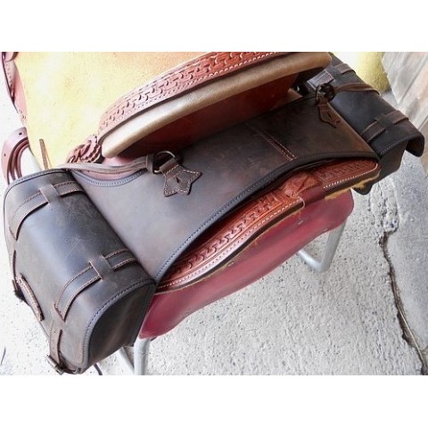 Sacoches arrière,en cuir, grande taille COMANCHEROS 2