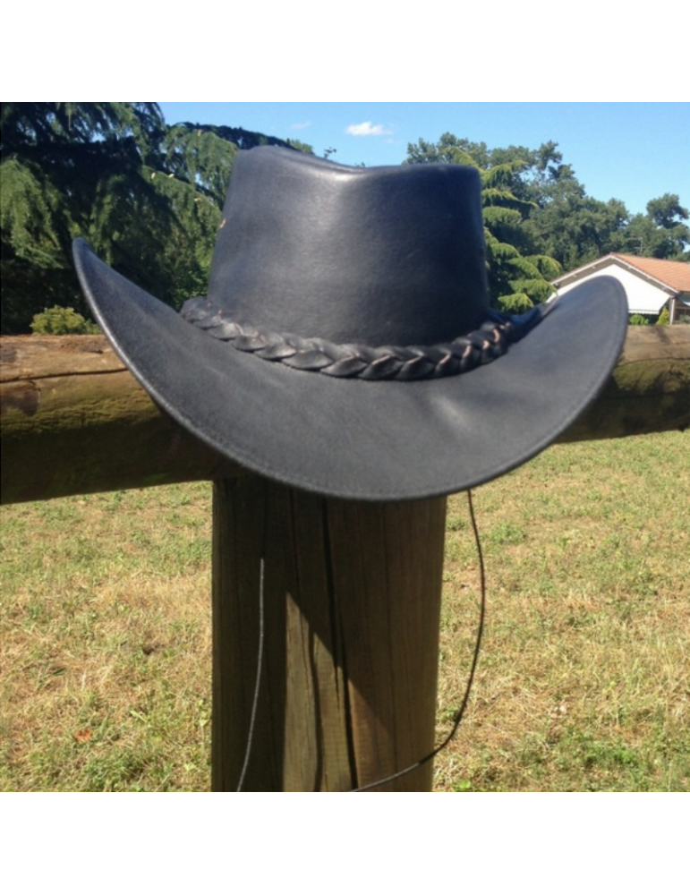Chapeau en cuir tresse à l'arrière - SB