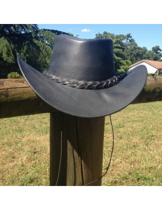 Chapeau en cuir tresse à l'arrière - SB