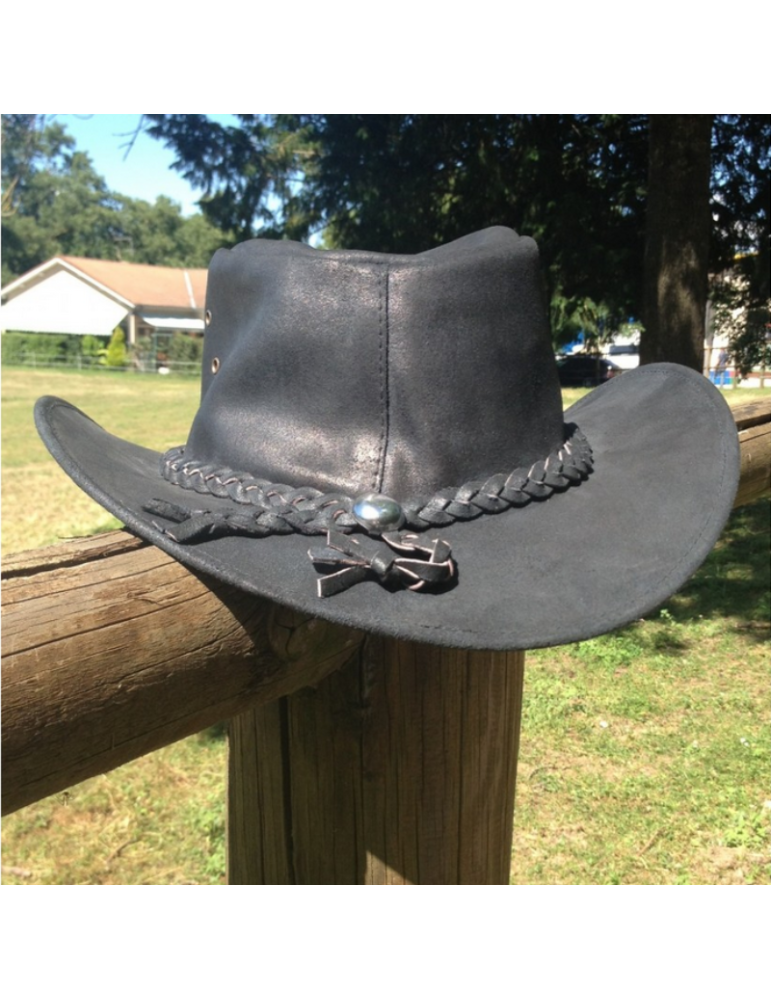 Chapeau en cuir tresse à l'arrière - SB