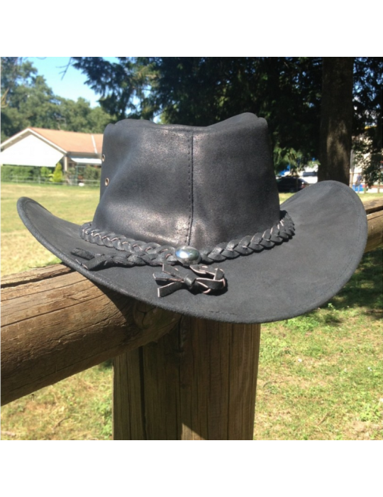 Chapeau en cuir tresse à l'arrière - SB