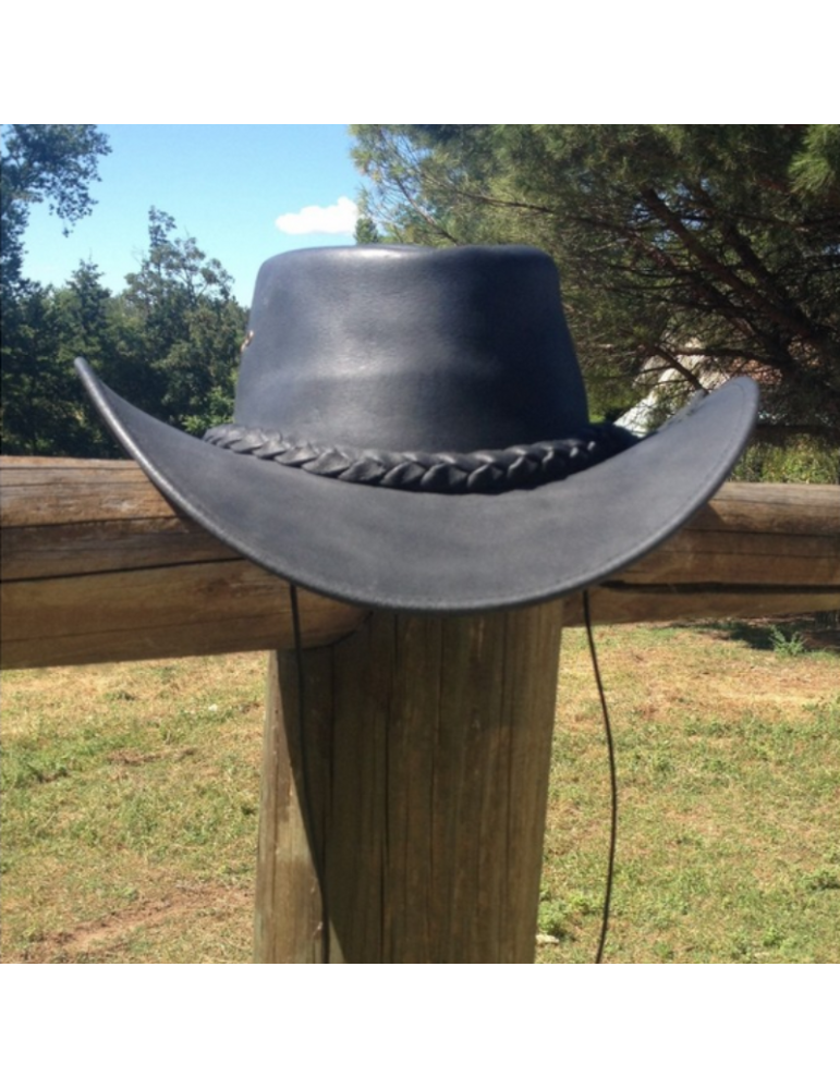 Chapeau en cuir tresse à l'arrière - SB