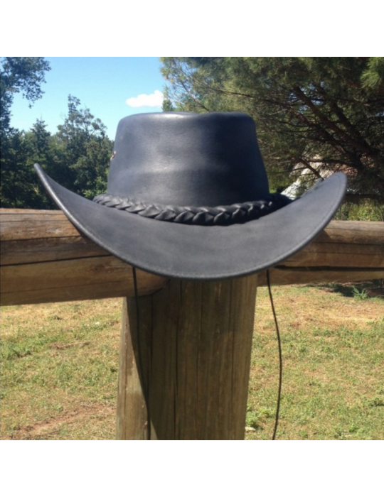 Chapeau en cuir tresse à l'arrière - SB