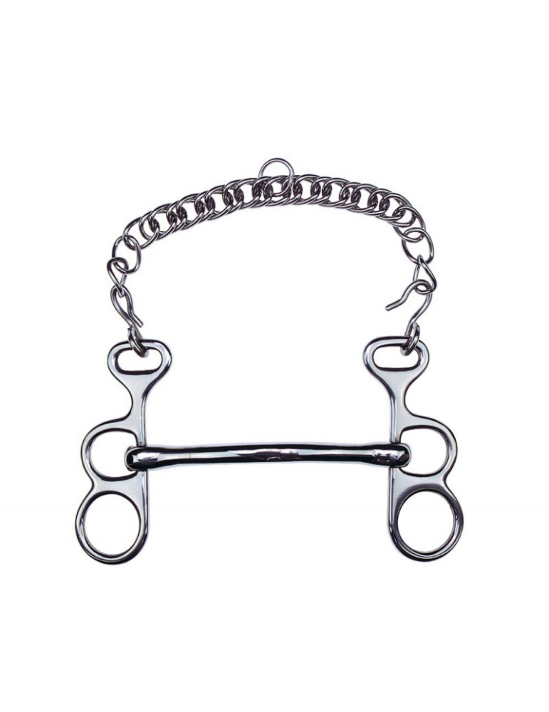 Mors coup de poing inox, canon droit, cintré vers l'avant