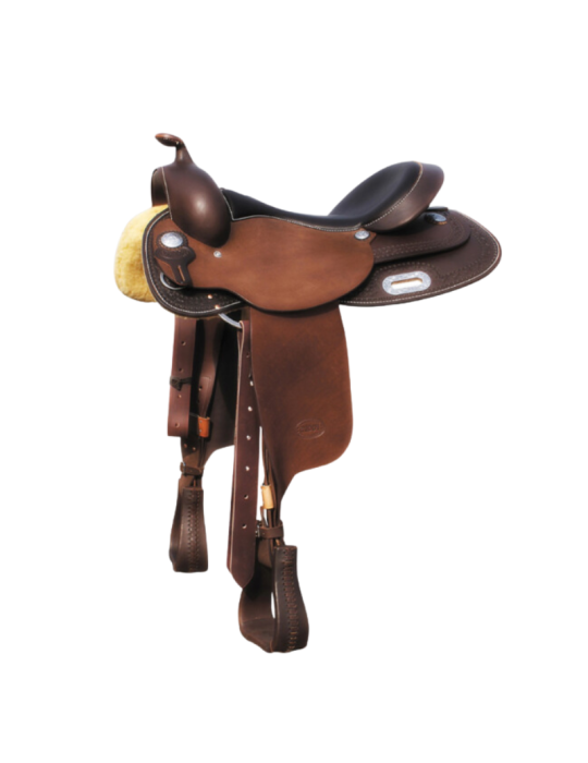 Selle western en cuir 15.5"/ 16" couleur cognac, brun foncé Selle western en cuir 15.5"/ 16" couleur cognac, brun foncé