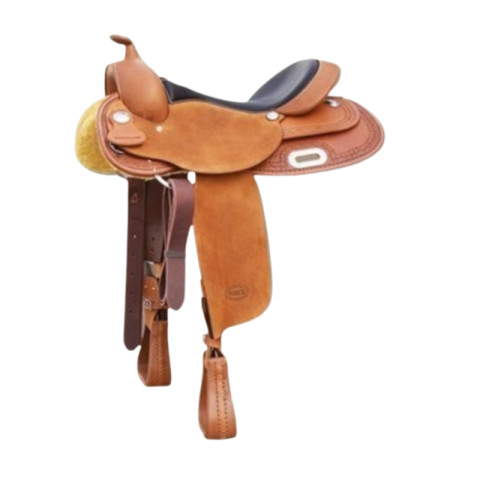Selle western en cuir 15.5"/ 16" couleur cognac, brun foncé 2