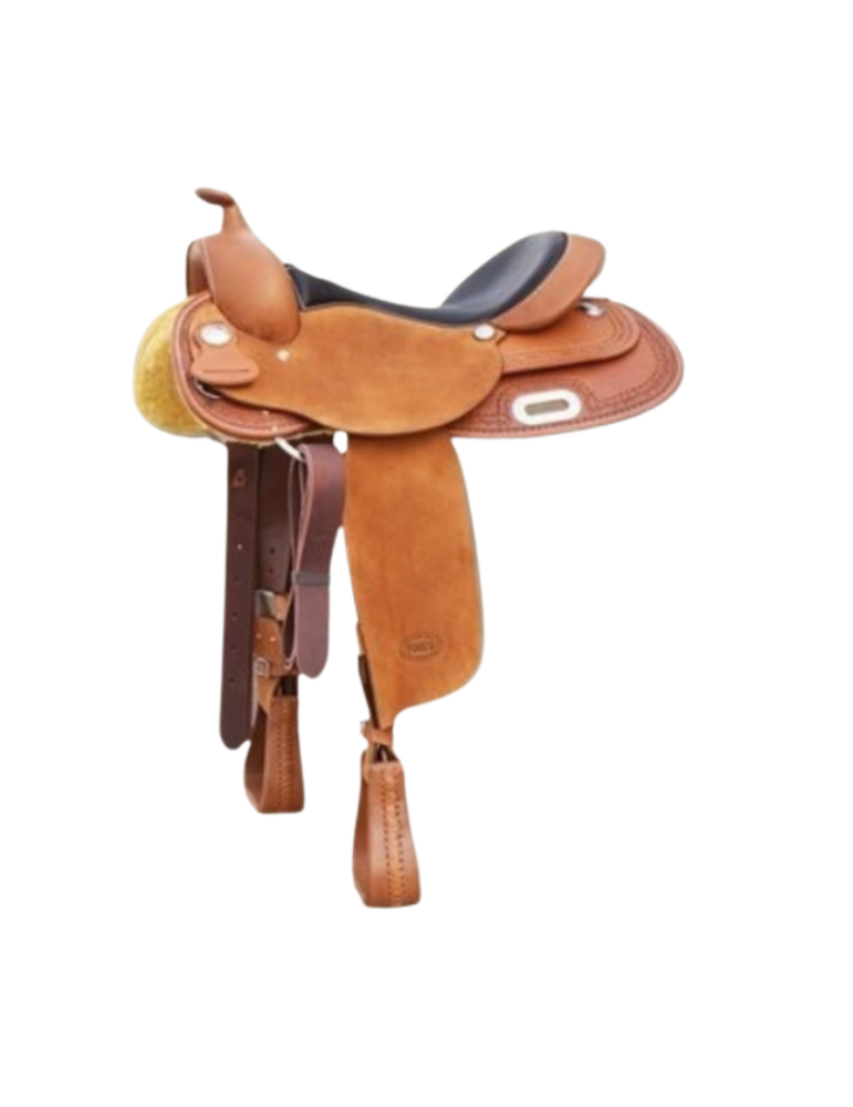 Selle western en cuir 15.5"/ 16" couleur cognac, brun foncé