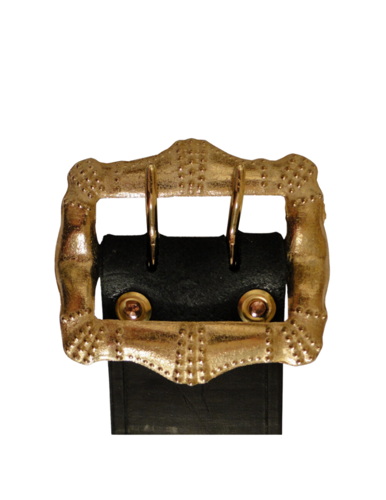 Collier pour vache, en cuir, boucle en laiton ciselé