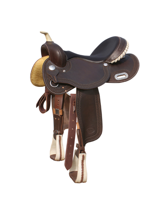 Selle western cuir, couleur cognac, brun foncé
