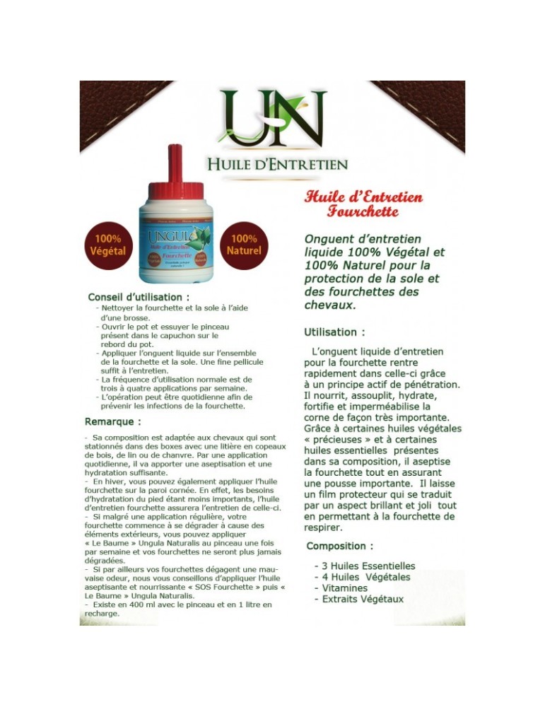 Huile entretien fourchettes Ungula