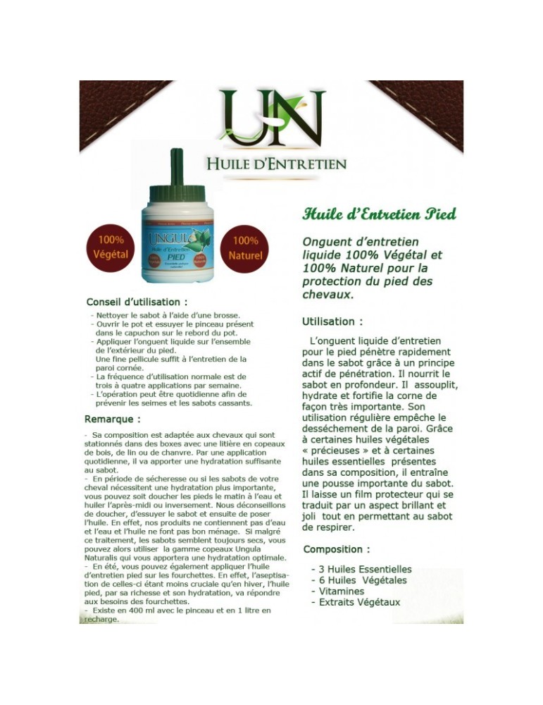 Huile entretien pieds Ungula