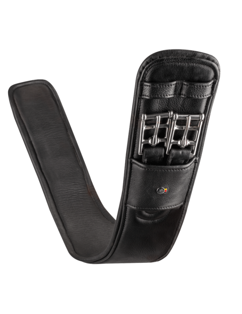 Sangle courte en cuir Contour 55cm noir