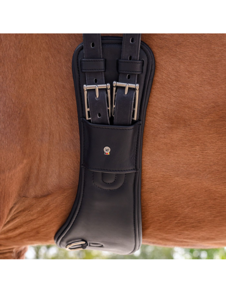 Sangle courte en cuir Contour 55cm noir