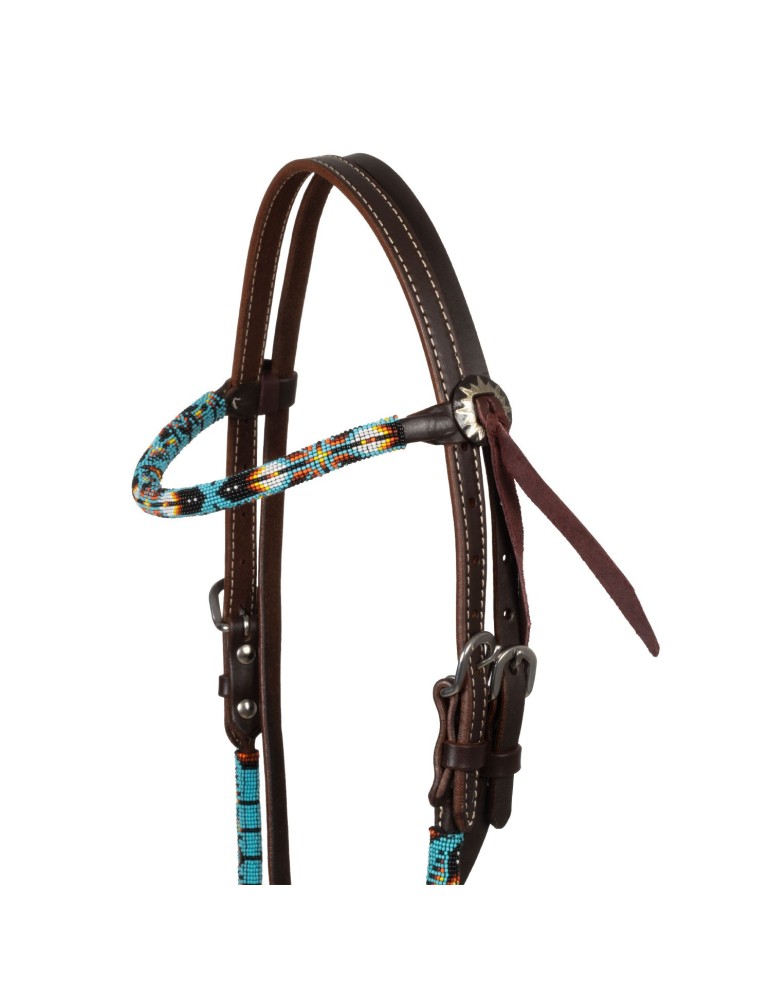 Bridon western huilé avec perles Navajo Sky
